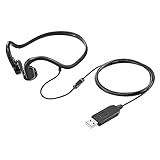 【24個セット】サンワダイレクト 骨伝導イヤホン 有線 USB A マイク付き 軽量38g ケーブル長1.4ｍ 在宅ワーク 耳を塞がないイヤホン 400-HS047