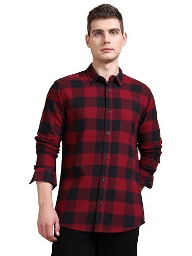 Image of StitchX Men's Slim Fit Brushed Cotton Buffalo Checkered Shirt