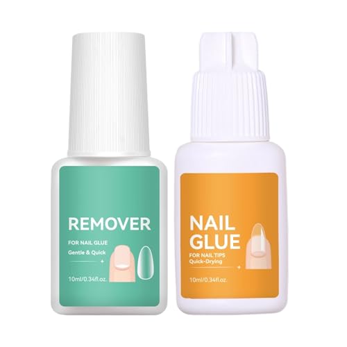 Opilroyn Quitador De Pegamento De Uñas | Eliminación Rápida Y Duradera,Kit De Uñas Falsas Con Quitador Y Pegamento | Para Reparación Y Decoración De Manicura, Rayas Y Falsas Mujeres, Chicas Y
