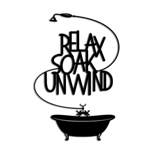 Relax Soak Unwind Bathtub Metal Wall Art Decor Outdoor Decor