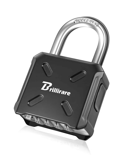 Heavy Duty Combination Lock, 4 Digit Padlock Metal Outdoor, Weatherproof Alloy Locks One-Touch Unlocking, High Security Large Padlocks for Sheds, Fence, Gate Hasps, Storage Unit-Black
