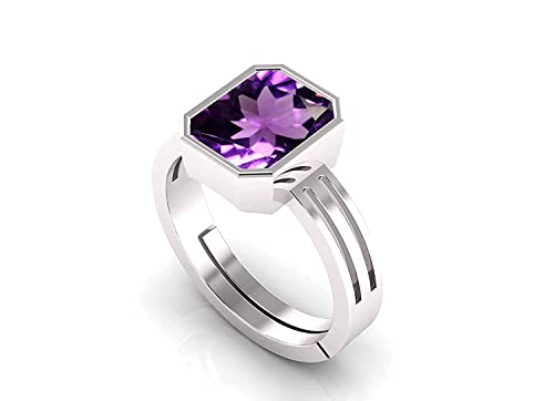 Bague améthyste violette en argent massif certifié pour homme et femme