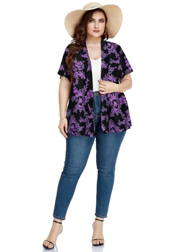 Image of LARACE Short Sleeve Cardigans for Womens Summer Tops Casual Plus Size Open Front Lightweight Cover Up