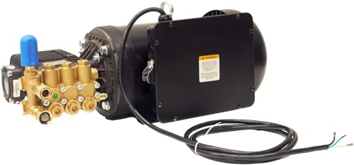 3000 PSI 4 GPM Pressure Washer Pump Assembly w/ 7.5 HP 240V Motor – Italian Bertolini TMH 3040 Triplex Pump, External Unloader – Commercial Cleaning, Farm Equipment, Fleet, Driveway, Patio, Deck