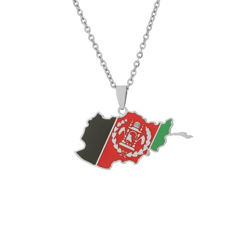 XIAFH Collier délicat avec pendentif carte de l'Afghanistan pour femmes et filles en acier inoxydable réglable avec carte de l'Afghanistan - Bijoux cadeaux pour femmes et petites amies, One Size