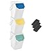 Go Practic 3-er Set Mülleimer und 3-Pack Bioaktivkohlefilter, Stapelbox Klick-Deckel, Abfalltrennsystem Küche Mülltrennung, Abfallsystem, Müllkorb mit Deckel, Abfallbehälter 3 Farben je 25L Weiß