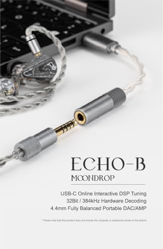Moondrop Echo-B 32Bit/384kHz Przenośny USB Type-C do słuchawkowy DAC/AMP z 4,4mm pełnym zbalansowanym adapterem jack