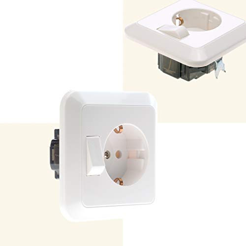 WIYETY 8x Steckdosen Unterputz Set - Weiße Schutzkontakt-Steckdosen 82mm, EU Standard