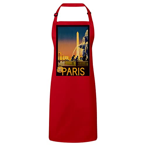 Tablier cuisine rouge Paris Obélisque style vintage art déco chic
