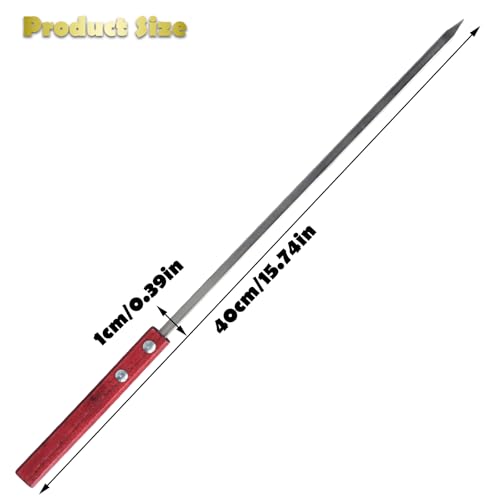 8 PCS Reusable Stainless Steel Barbecue Skewers for Grilled Kebab Flat Meat Vegetable Skewers with Wooden Handles for Outdoor BBQs Heat Resistant Kebab Maker Set for Camping Garden Grills - Image 3