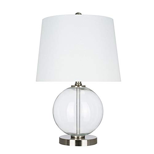 Amazon Brand – Ravenna Home Contemporary Round Glass Table Lamp, LED Bulb Included, 20.25"H, Clear