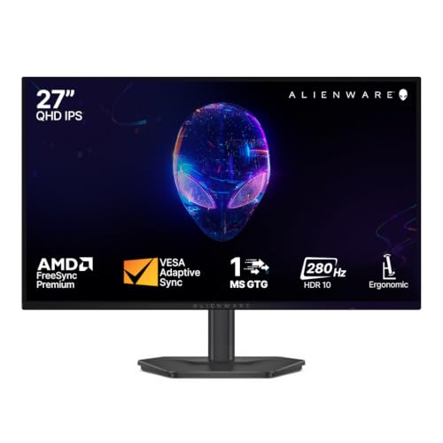 Image of Alienware AW2726DL 27 Inch QHD Gaming Monitor, 280Hz Refresh Rate, 1ms Response, AMD FreeSync Premium VESA AdaptiveSync Compatible, HDR10, IPS Display - Premium Esports Performance