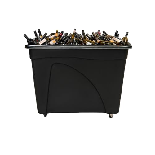 Chabrias Ltd Mobile Glass Bottle Recycling Bin, 208 L Bottle Skip/Bar Truck – Heavy-Duty UK-Made, Leak-Resistant Smooth Interior, Stackable Design, 4 Swivel Castor Wheels – Black
