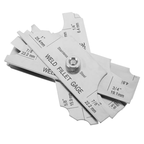 Juego de calibrador de soldadura de filete en acero inoxidable, métrico e imperial, para medición precisa de espesores en soldadura y fabricación miniatura 1