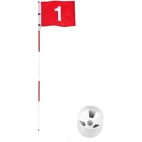 HOW TRUE Golf Flagstick 6ft Golf Flag and Cup for Yard/Driving Range/Backyard, 5-Section Design Golf Pin Flag Hole Cup Set Cover
