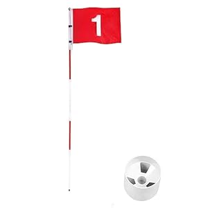 HOW TRUE Golf Flagstick 6ft Golf Flag and Cup for Yard/Driving Range/Backyard, 5-Section Design Golf Pin Flag Hole Cup Set
