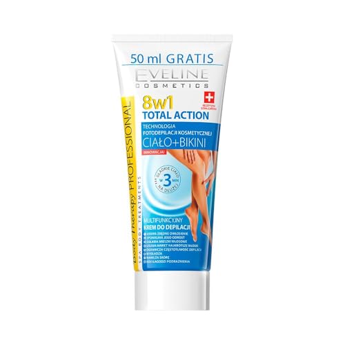 Eveline Cosmetics 8-in-1 Total Action Multifunktionale Haarentfernungscreme - Körpertherapie Professionell mit Aloe und Mandelöl, 200 ml
