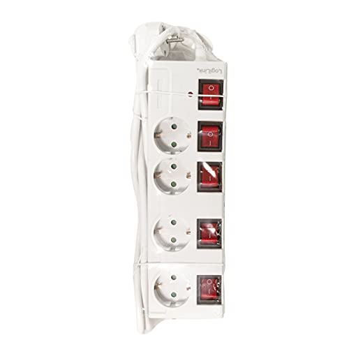 Multiprise 4 prises CEE 7/3 avec interrupteur individuel et surtension