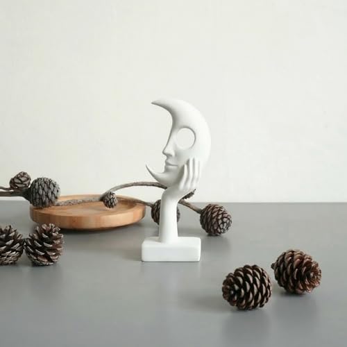 Escultura Abstracta Cara Blanca, Decoración Moderna miniatura 5