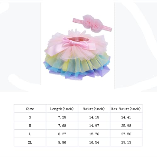 Baby Girls Tutu Bloomers Diaper Cover Cotton Tulle Bloomers And Headband Set Rainbow 1-2 Years #TOP5