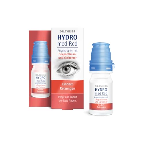 Dr. Theiss Hydro med Red Augentropfen I zur verbesserten Befeuchtung, Linderung und Pflege geröteter Augen I bei trockenen Augen I mit Dexpanthenol & Carbomer I mit Kontaktlinsen verträglich
