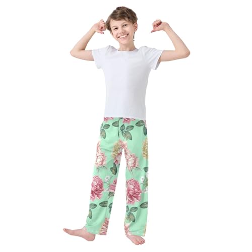 J JOYSAY Peony Blossom Floral Aquamarine Pajamas Pants Soft Long Pajama Bottoms Lounge Sleep Pants Size S-XL3