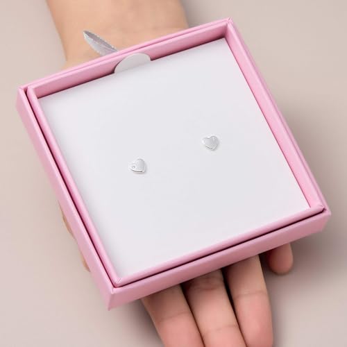 Pendientes de corazón para niños con cristales Zircondia en plata 7
