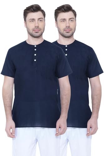 Image of Rajubhai Hargovindas Men's Pure Cotton Short Kurta | Pack of 2 |