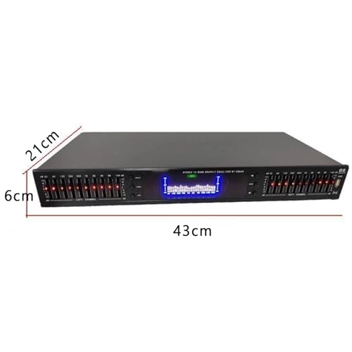 Ecualizador de audio HiFi de 20 bandas, ecualizador gráfico digital profesional con efectos, sintonización y control remoto integrado, pantalla LED de espectro, para estudio de grabación (gris) miniatura 6