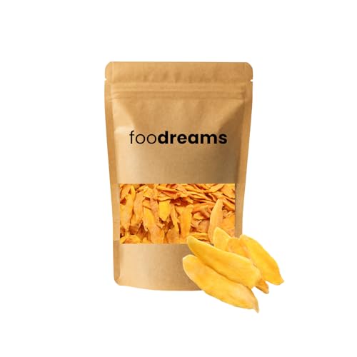 Foodreams Mango Streifen getrocknet Fancy – Premium Qualität, naturbelassen, ungezuckert & ungeschwefelt, aromatisch & fruchtig, vegan (500g)