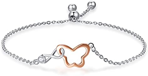 Panda/Infinity/Butterfly/Heart/Moon/Star Crystal/Celtic Knot/Moonstone/Abalone Shell Bracelet 925 Sterling Silver Jewellery Adjustable Chain Friendship Gifts for Women Girls Mum Daughter Sisters
