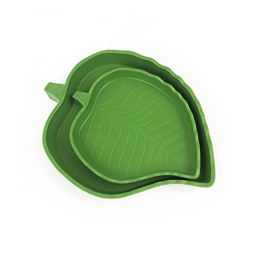 Cuenco de Agua para Comida de Reptil en Forma de Hoja de 2 uds, Accesorio de Tortuga terrestre, Bebedero de Tortuga Plana,...