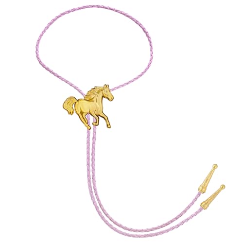 Image of GelConnie Bolo Ties for Men Women Western Cowboy Tie Mens Western Necklace Leather Necktie Gold Bolero Tie Cowboy Necklace