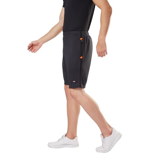 Image of berge' Men's Dry-Fit Sports Shorts | Quick-Dry Polyester | Zippered Welt Pockets | Breathable & Anti-Odour Activewear for Gym, Running, Workouts, Jogging, Training, Fitness, Sports | with Reflectives