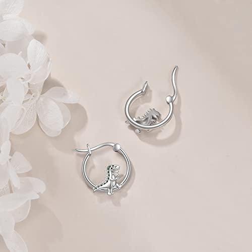 Cute Animal Hoop Earrings 925 Sterling Silver Mermaid / Hamster / Cow /Pig / Highland Cow / Hedgehog / Dinosaur / Bee / French Bulldog / Giraffe / Elephant / Ladybug / Celtic Huggie Hoop Earrings Animal Jewellery Gifts for Women Girls4