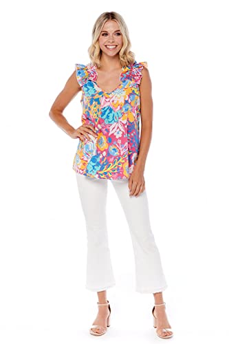 Mud Pie Baby Girls Mud Pie Arielle Women's Women S Ruffle Sleeveless Tank Top, Pink, Large Us #TOP2