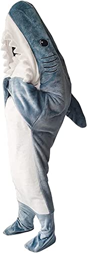 IDAHSOR Shark Blanket Hoodie Adult,Wearable Flannel Shark Tail Hoodie Onesie with Hood - Super Soft Fleece Sleeping Bag,Onesie Adult Cosplay Shark Costume, Shark Gifts, Shark Lovers