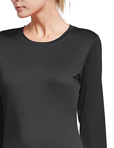 BALEAF Women's Long Sleeve Running Shirts Quick Dry Workout Shirts Athletic Tops Black Size M