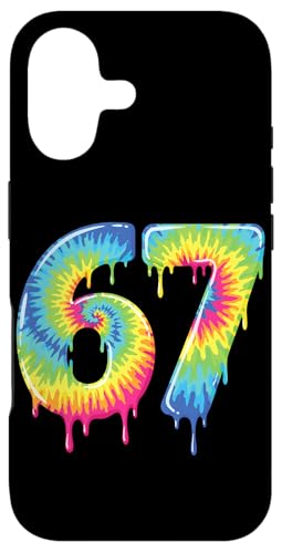 Number 67 Tie Dye Rainbow Slime Melting Effect 6 7