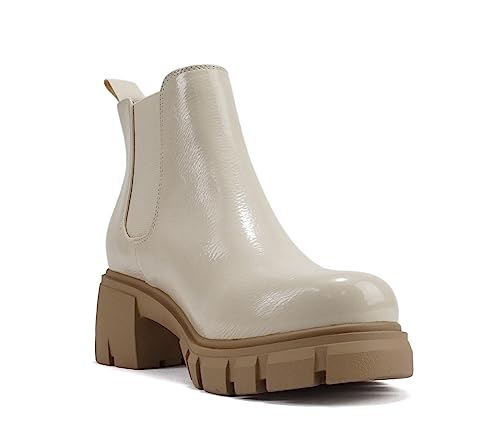 Image of Soda PIONEER ~ Women Lug Sole Mid Heel Chelsea Fashion Ankle Bootie w /Double Elastic Gore