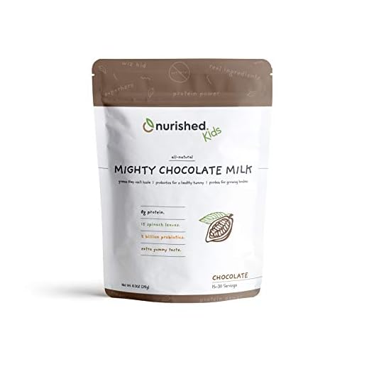 Nurished Mighty Chocolate Milk - Kids Daily Protein Powder Boosted with 2 Billion Probiotics and Organic Spinach Leaves - Natural Flavors Colors and Sweeteners - 15-30 Servings
