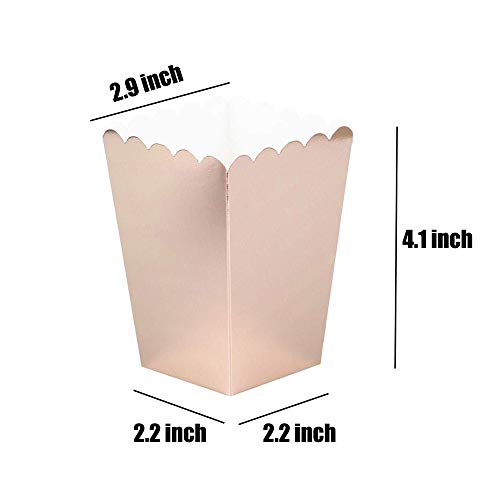 Image of Rose Gold Popcorn Boxes Mini Paper Popcorn Box Cardboard Popcorn Container for Party, Pack of 12