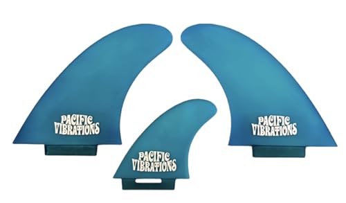 PACIFIC VIBRATIONS LOXBOX LOK Box Twin + Trailer Fins Surfboard 3 fin Set Fiberglass Color Blue MR Template