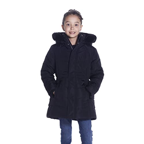 Andy & Evan Girls' Reflective Hooded Parka with Removable Faux Fur Hood, Winter Coat Jacket For Kids, Black or Navy2