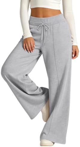 Open Leg Sweatpants Womens Baggy Elastic Waist Gym Yoga Pants with Pockets - 4