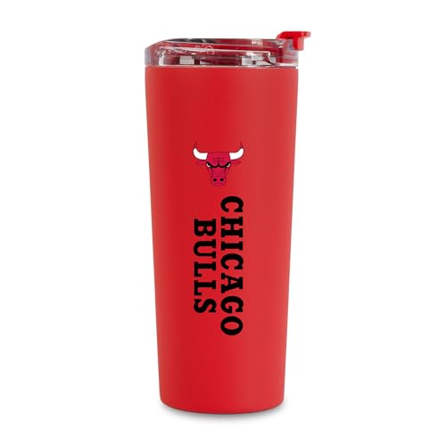 Rico Industries NBA Basketball Chicago Bulls Red 24oz Stainless Steel Tumbler with Lid and Dual Functioning Lid