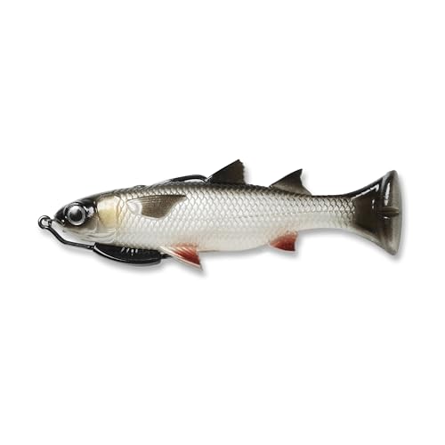 Savage Gear Pulse Tail Mullet Loosebody Fishing Bait, 1 1/3 oz, White, Realistic Contours, Colors & Movement, Durable Construction, Heavy-Duty Weighted Fishing Hook, 100% Snag-Free Design