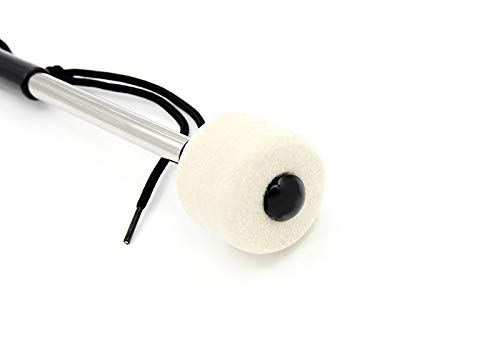 Gizhome 2 Pieces Bass Drum Mallet With Wool Felt Head Instrument Percussion Accessory For Marching Band Bass Drum, Beige White #TOP3