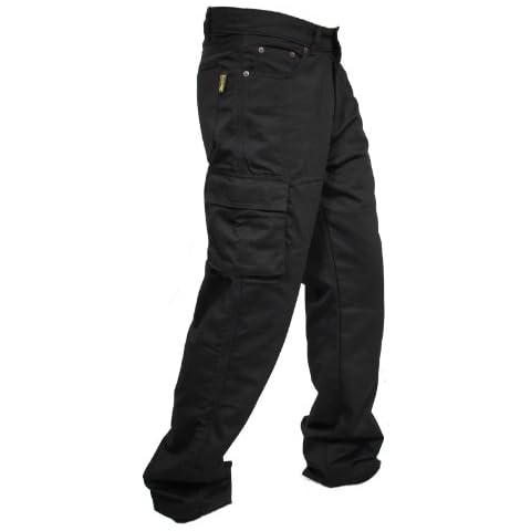 newfacelook Men’s Motorcycle Pants Cargo Black Aramid Protective Lining Motorbike Jeans Trousers Knee and Hip Pads Cover