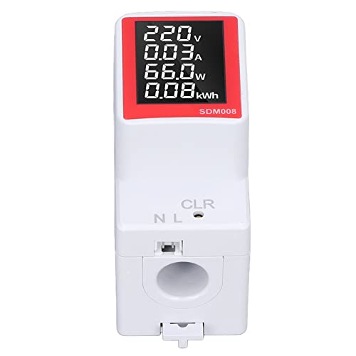 Image of AC Energy Meter, AC 50-300V 0-100A Digital Single Phase Electric Energy Monitor Clearable, Din-Rail Mounted Multimeter - Current, Voltage, Active Power, kWh